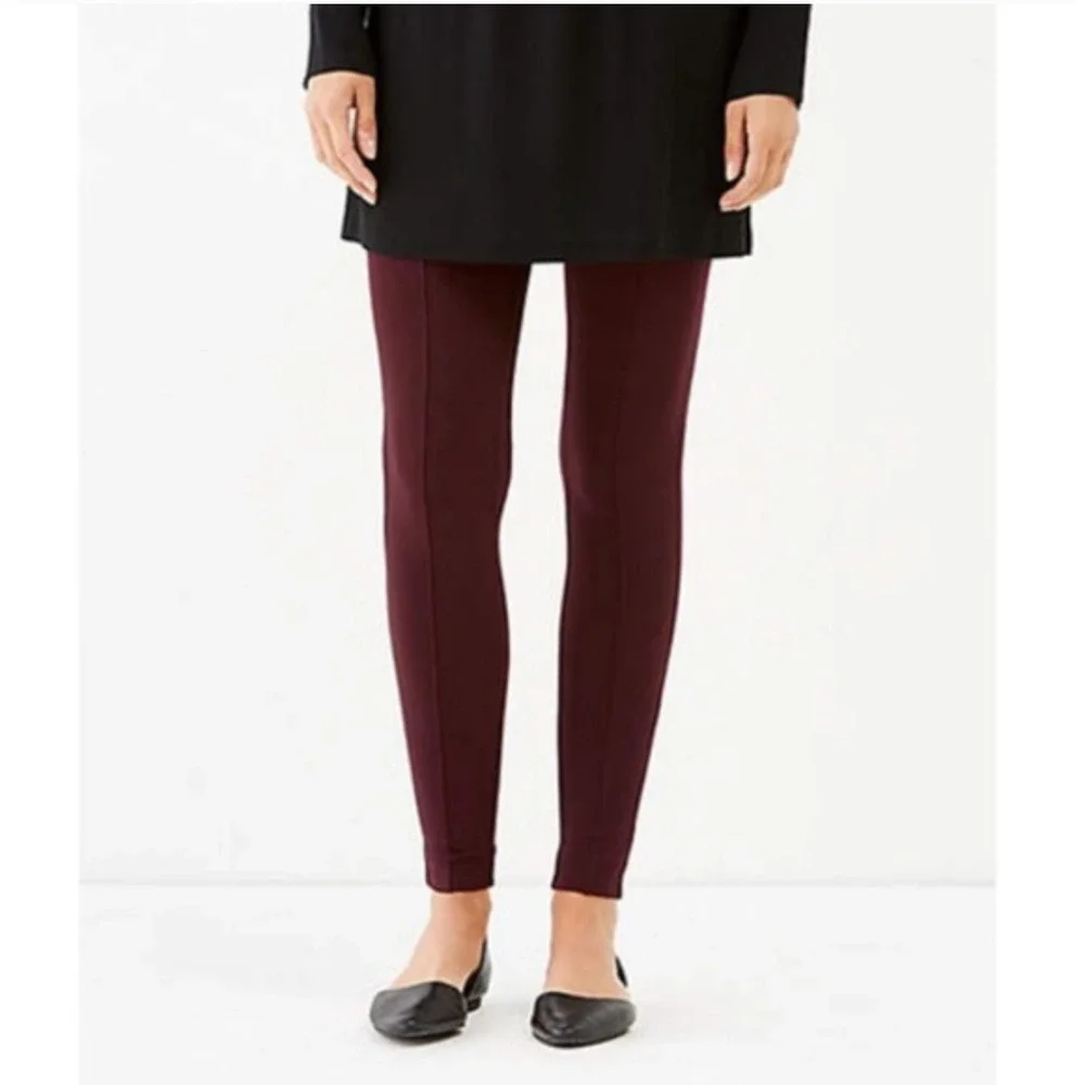 J. Jill Ponte Skinny Pants M Red Merlot Burgundy Leggings J.Jill Women's Pull On - Picture 1 of 6